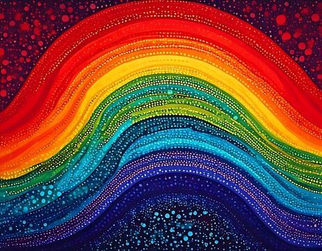 Abstract rainbow design with dots