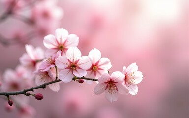 Obraz premium Delicate Pink Cherry Blossoms in Soft Focus. High quality