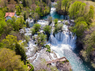 Down at the waterfalls of Martin Brod and &Scaron;trbački buk the water crashes over several small and large 