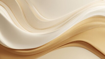 Fototapeta premium Minimalist abstract background with flowing liquid textures in light beige and cream, symbolizing healthy skin, clean composition with empty space, 16:9