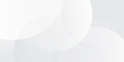 White geometric abstract background overlap layer on bright space with lines effect decoration. Modern graphic design element circles style concept for banner.
