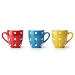 Three Cute Ceramic Mugs in a Row | Minimal Aesthetic Kitchen Decor, polka 