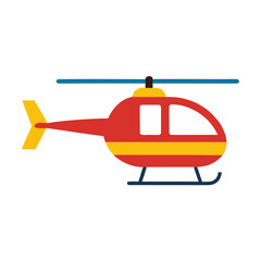 Red and yellow cartoon helicopter icon with blue rotor blades
