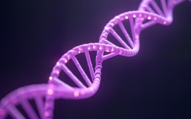 Detailed 3D Render of a Glowing Purple DNA Double Helix. High quality