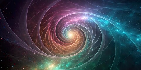 Fototapeta premium Diving into a vibrant wormhole tunnel filled with swirling colors and cosmic energy