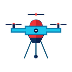 Modern quadcopter drone with camera and landing gear