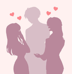 モテている男性　社内　影絵