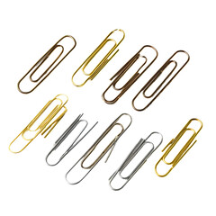Obraz premium Assorted colored paperclips arranged