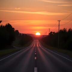 Obraz premium Road during sunset glow