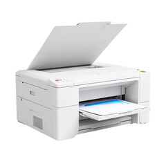 White all-in-one printer with open lid