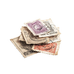 Pile of vintage postage stamps