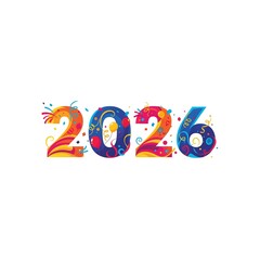 New Year 2026 Logo, Celebration 2026 vector art