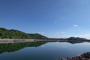 Fototapeta premium Peaceful Scenery of Homyung Lake in Gapyeong, Gyeonggi Province