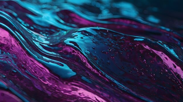 Liquid glass-like waves in neon blue, magenta, and purple, futuristic light reflections, 3D depth, ultra sharp details. - Powered by Adobe