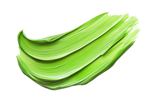 Large green paint swatch. Art smear texture for eco design. Isolated element with clear even edge on transparent background - Powered by Adobe
