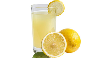  a glass of lemon juice with fresh lemons on a white background, detailed illustration, high-resolution, professional photograph. the ultra-high definition colors and natural lighting make it suitable
