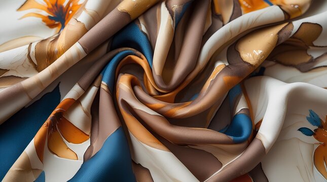 A close-up of elegant fabric with abstract watercolor-style floral patterns