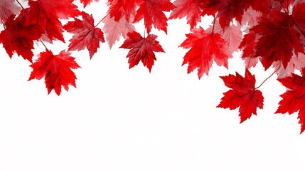 red autumn leaves on white background