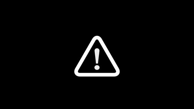 warning attention white color animation icon signal alert risk safety danger road warning sign sign symbol animated on background.