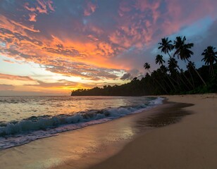 Tropical sunset beach scene (1)