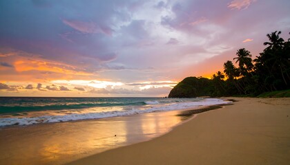 Fototapeta premium Tropical sunset beach scene (2)