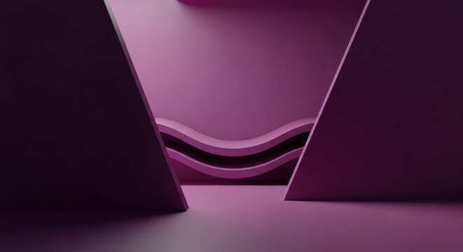 Abstract purple geometric shapes with smooth flowing curves and soft lighting.
