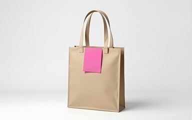Eco-Friendly Tote Bag Mockup with Pink Tag. High quality