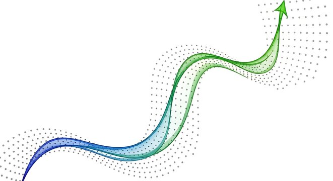 Abstract Green and Blue Upward Trend Line Graph Illustration