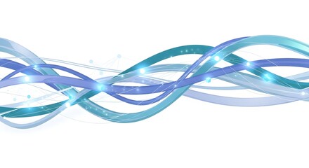 Abstract Blue Digital Data Waves Flowing in Modern Technology Style