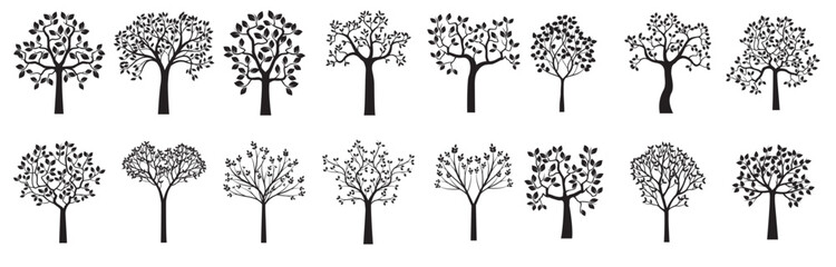 Set Black Trees. Vector Illustration.