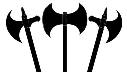Black Battle Axes and Weapons Displayed in Silhouette Style