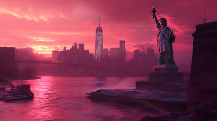 Obraz premium Famous new York landmark statue of liberty close view high resolution picture