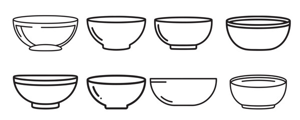 bowls silhouette white background vector