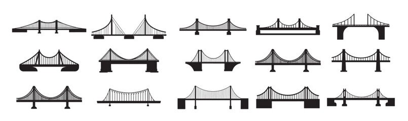 bridges silhouette white background vector