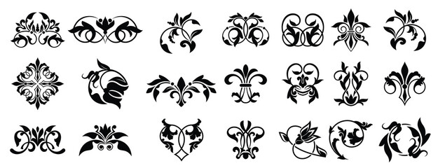  floral ornamental elelments and vignettes vector illustration