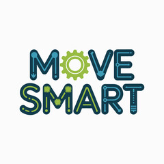 Move smart techy clean font with gear ai logo concept smart mobility innovation digital technology automation future forward thinking vector