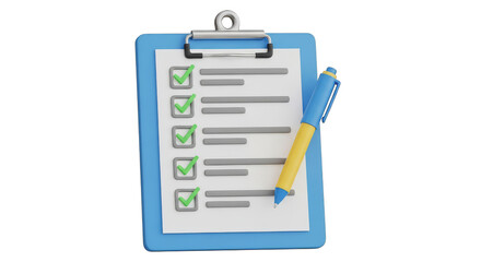 Checked clipboard and pen resting