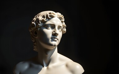 Classical Marble Bust in Dramatic Light and Shadow. High quality