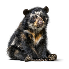 Obraz premium Andean Bear (Spectacled Bear) Realistic Detailed Animal Isolated on White Background