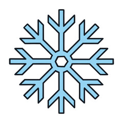 A simple snowflake glyph icon with crisp, symmetrical lines, symbolizing winter, cold weather, and seasonal charm, perfect for minimalist designs or holiday themes.
