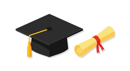 Graduation Cap and Diploma Celebrating Academic Achievement