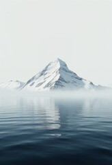 Minimalist abstract White Mountain Peak Emerging From Calm Blue Sea