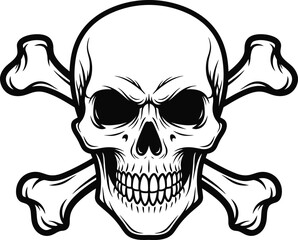 Fototapeta premium Bold Skull and Crossbones Vector, Classic Pirate Danger Emblem