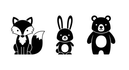 Adorable Forest Friends Fox, Bunny, and Bear Illustrations