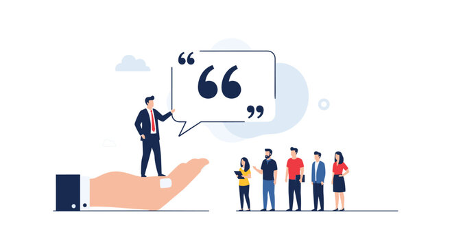 Successful business leader shares valuable insights with a team of employees