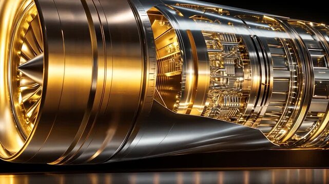 Detailed view of a jet engine