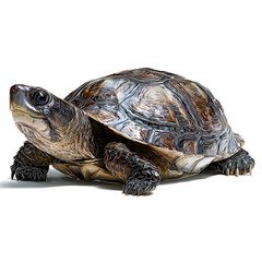 Asian Black Turtle Isolated on Transparent Background