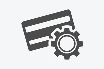 Credit Card with Gear Wheel Icon on White Background Isolated Design Element