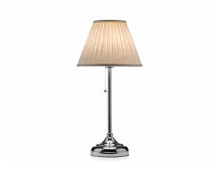 Pleated fabric lampshade on polished metal base with pull chain table lamp pleated shade