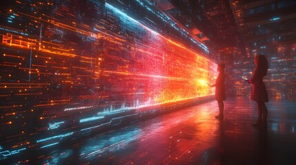 Women Viewing Data Visualization on Digital Display